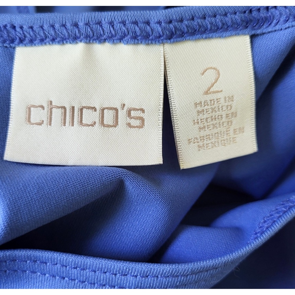 Chico's Tank Top 2 = M 12 14 Blue Popover Shirt Nylon Spandex Stretch Microfiber - Picture 2 of 3